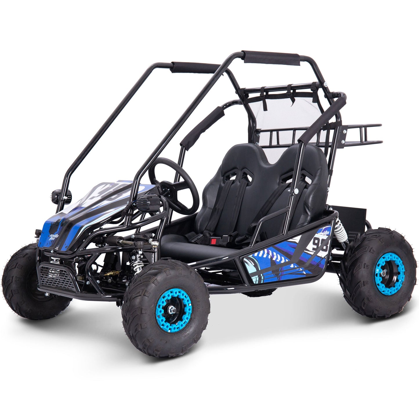MotoTec Mud Monster XL 60v 2000w Electric Go Kart Full Suspension Blue - Powered