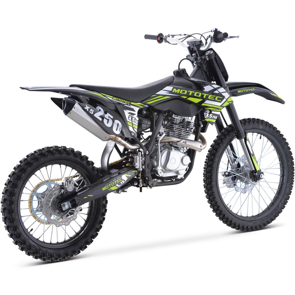 MotoTec X5 250cc 4-Stroke Gas Dirt Bike Black - Powered