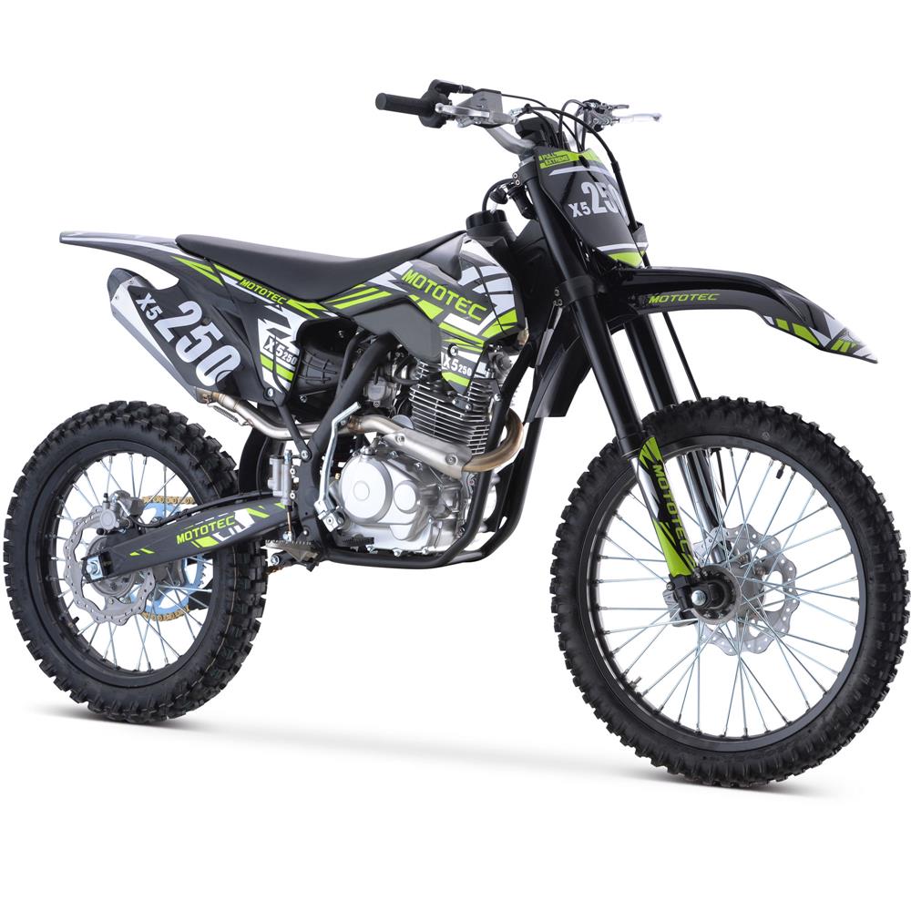 MotoTec X5 250cc 4-Stroke Gas Dirt Bike Black - Powered