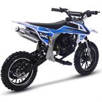 MotoTec Warrior 52cc 2-Stroke Kids Gas Dirt Bike Blue - Powered