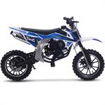 MotoTec Warrior 52cc 2-Stroke Kids Gas Dirt Bike Blue - Powered