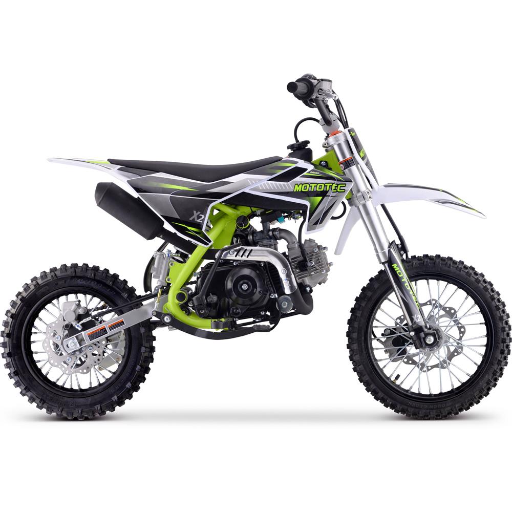 MotoTec X2 110cc 4-Stroke Gas Dirt Bike Green - Bikes