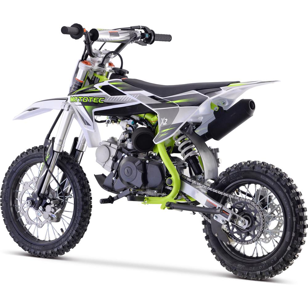 MotoTec X2 110cc 4-Stroke Gas Dirt Bike Green - Bikes