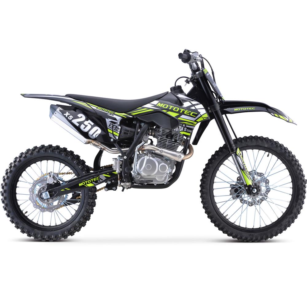 MotoTec X5 250cc 4-Stroke Gas Dirt Bike Black - Powered