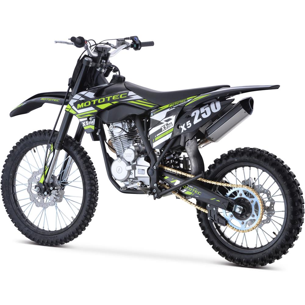 MotoTec X5 250cc 4-Stroke Gas Dirt Bike Black - Powered