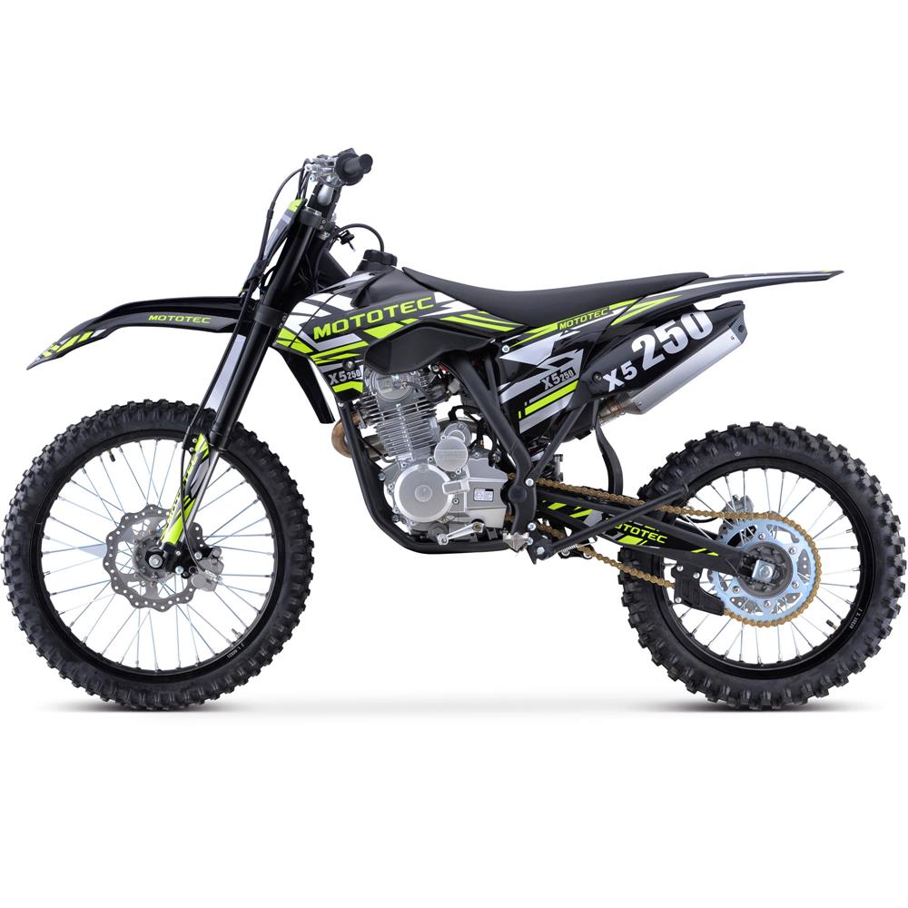 MotoTec X5 250cc 4-Stroke Gas Dirt Bike Black - Powered