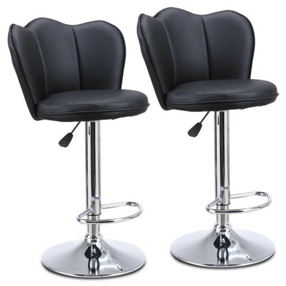 Modern Set of 2 Bar Stools with Crown Back Dining Counter PU Chairs 360° Swivel