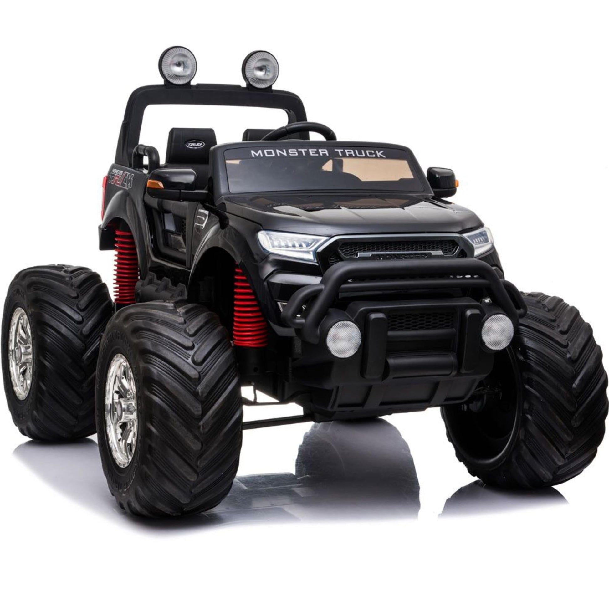 MotoTec Monster Truck 4x4 12v Black (w/Parent Remote) Ride On - Kids Toys >