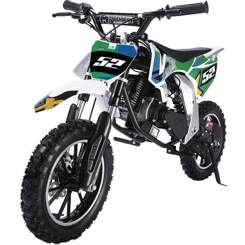 MotoTec Warrior 52cc 2-Stroke Kids Gas Dirt Bike Green - Powered