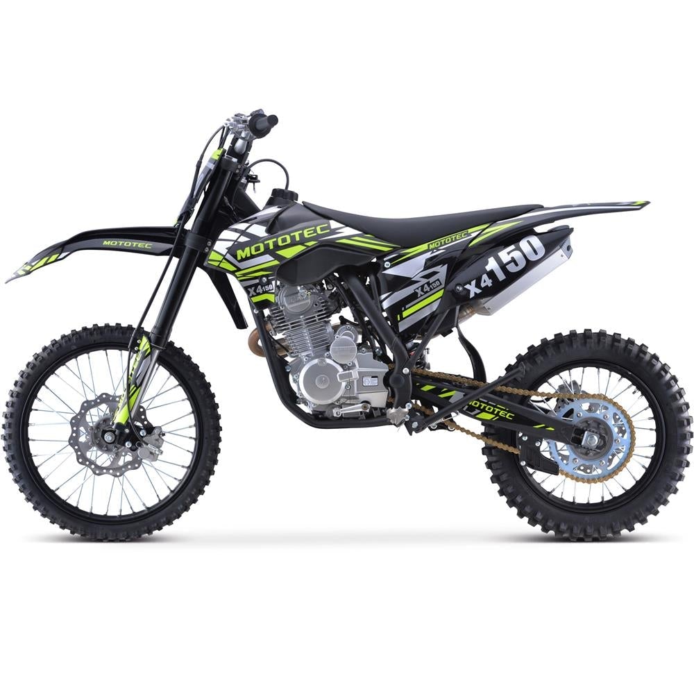 MotoTec X4 150cc 4-Stroke Gas Dirt Bike Black - Powered