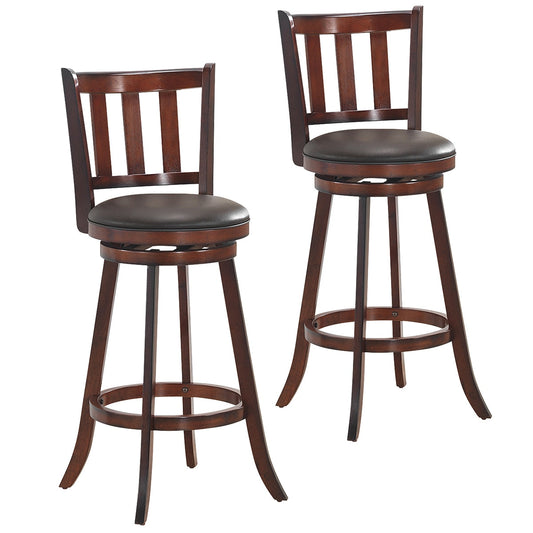 Swivel Bar Stool Leather Padded Dining Kitchen Pub Bistro Chair Set of 2 -