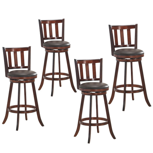 Swivel Bar stool Leather Padded Dining Kitchen Pub Bistro Chair Set of 4